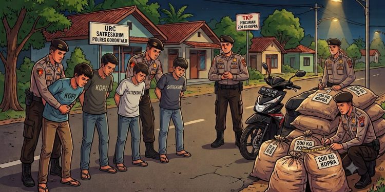 Empat Terduga Pelaku Pencurian 200 Kg Kopra di Tibawa Diamankan Polisi