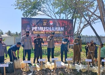 Hasil KRYD dan Operasi Pekat di Kabupaten Gorontalo, Ribuan Liter Miras Berakhir di Tempat Pemusnahan